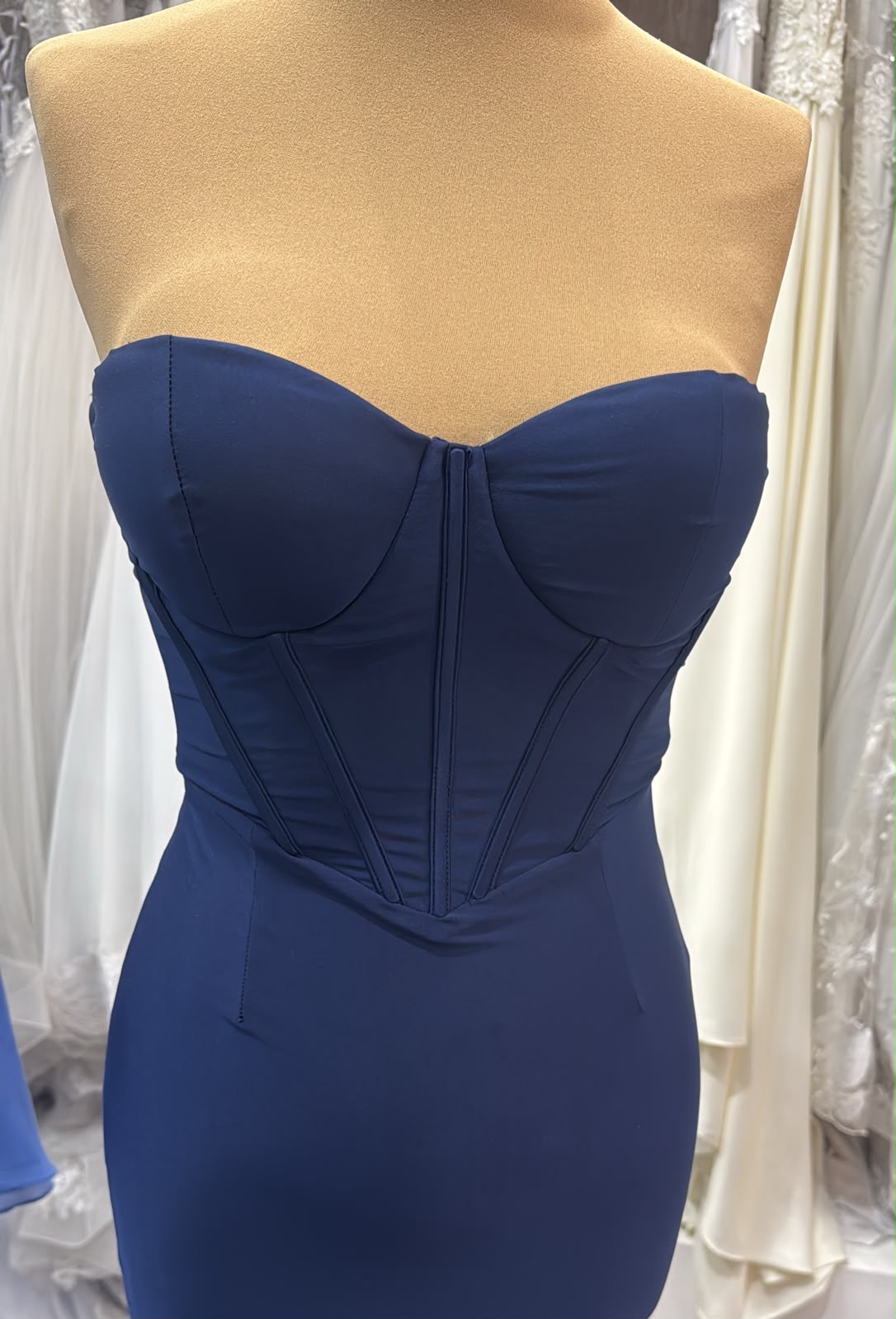 Vestido de gala  azul marino tipo corse