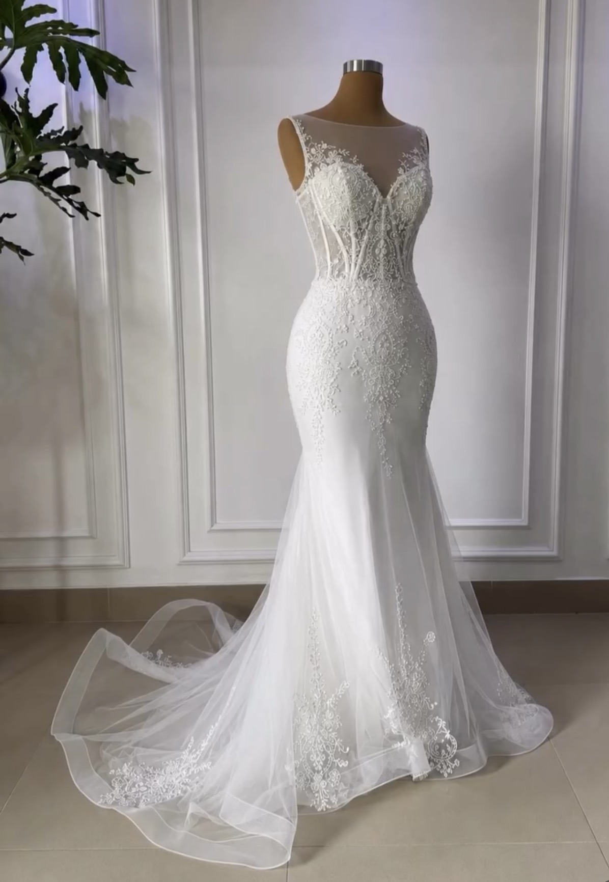 Vestido de novia sirena en tul
